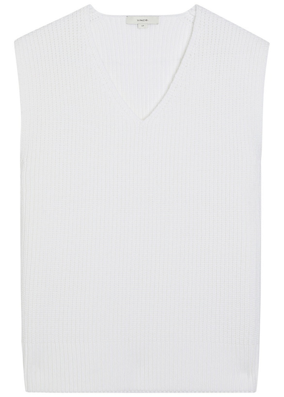 Photo: Vince V-neck Fine-knit Cotton-blend Vest White