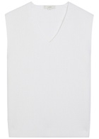 Vince V-neck Fine-knit Cotton-blend Vest White