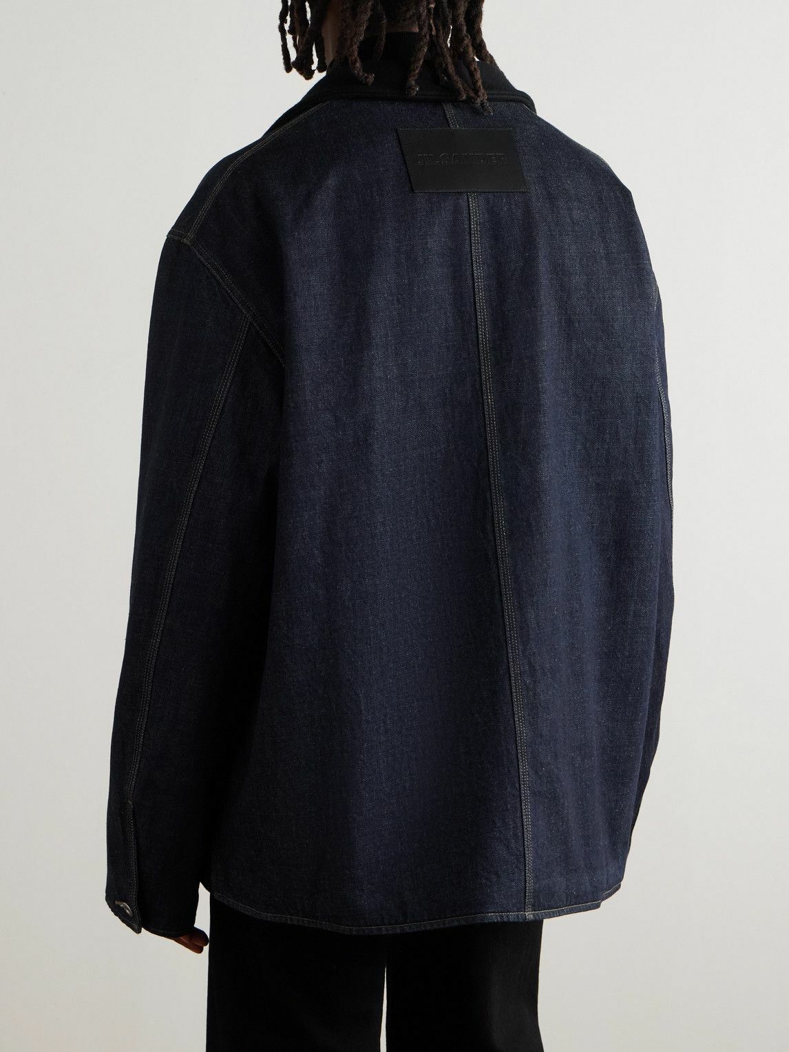 Jil Sander - Oversized Wool Felt-Trimmed Denim Jacket - Blue