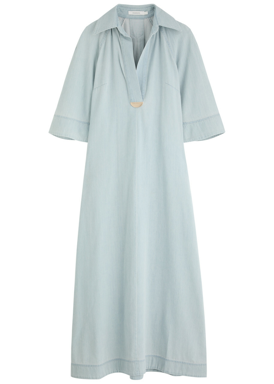 Zimmermann Acacia Chambray Midi Dress Blue Light Zimmermann