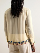 BODE - Flowering Liana Embroidered Silk-Crepe Shirt - Neutrals