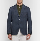 Massimo Alba - Storm-Blue Slim-Fit Unstructured Striped Linen and Cotton-Blend Blazer - Men - Storm blue