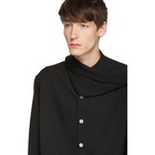 Yohji Yamamoto Black Wrinkled Gabardine Scarf Shirt