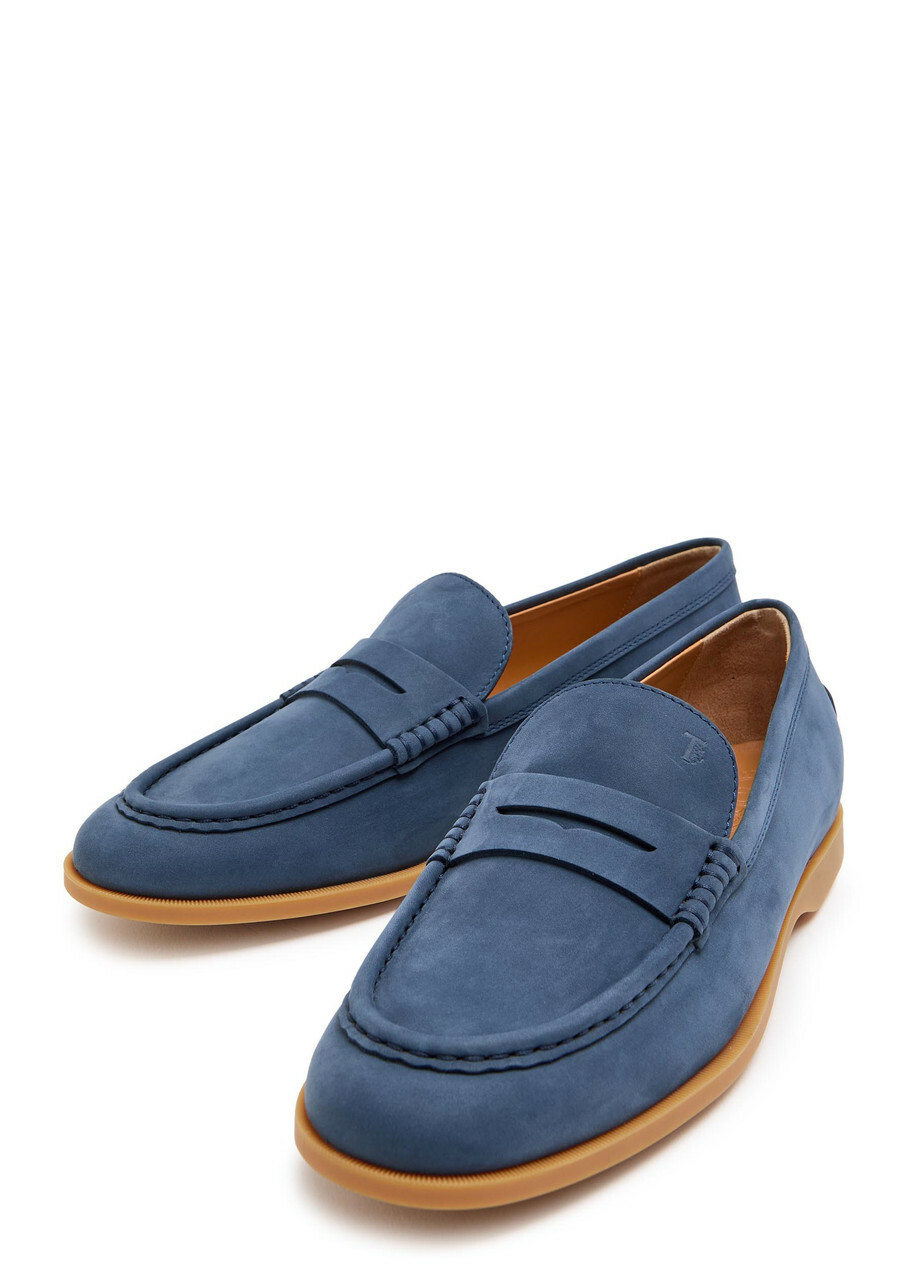 Tods Gomma Leggero Nubuck Loafers Blue