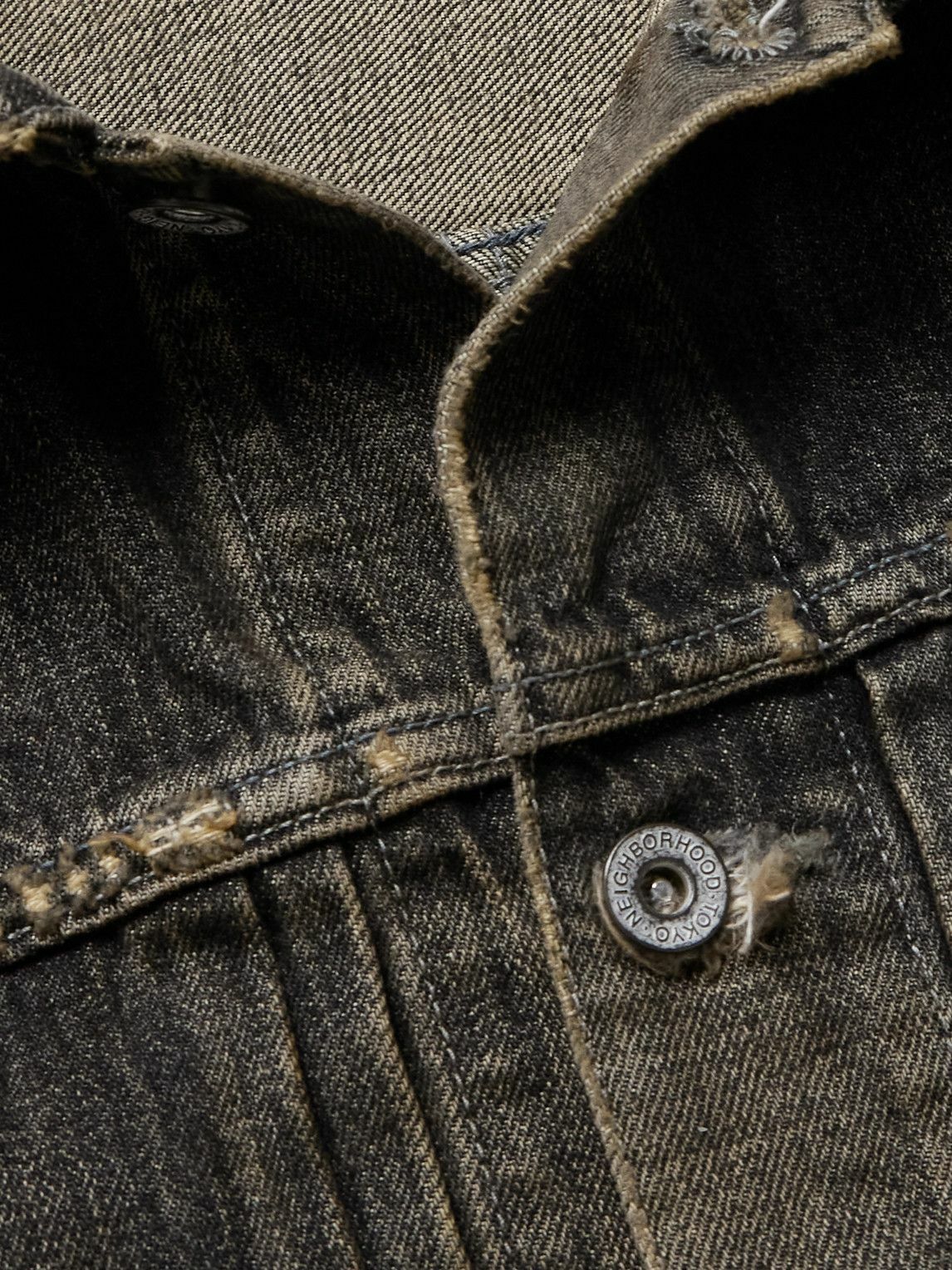 Neighborhood - Savage Type-1 Distressed Denim Jacket - Gray