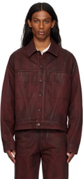 LGN Louis Gabriel Nouchi Burgundy Gloss Coated Workwear Denim Jacket