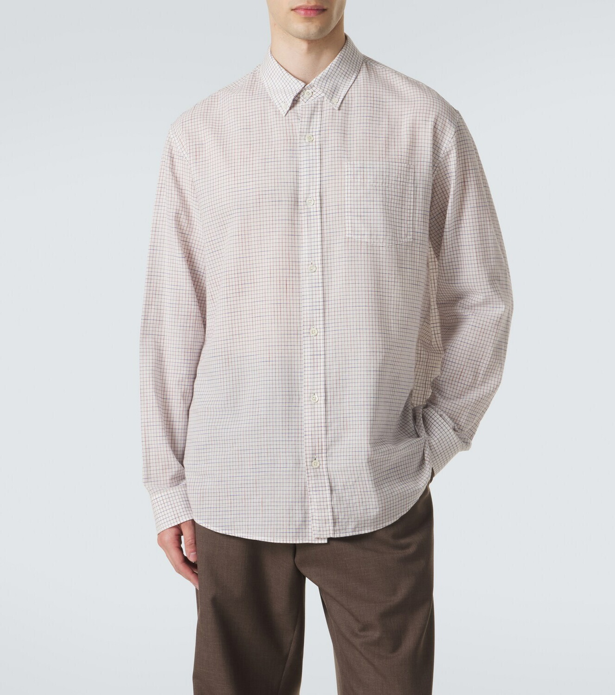 The Row Pompeo checked cotton chambray shirt
