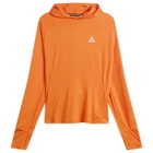 Nike Women's ACG Trail UV Hooded Mid Layer Fleece in Safety Orange/Summit White
