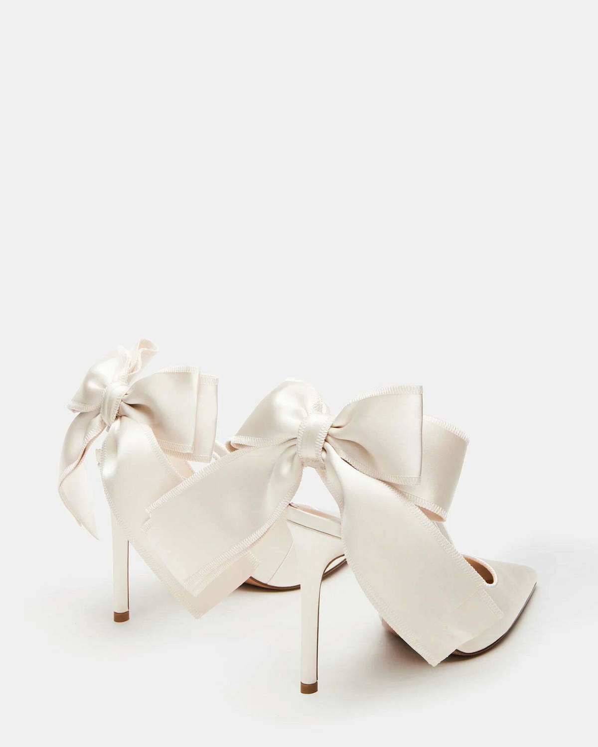 Steve Madden Teacup Heels in White Satin