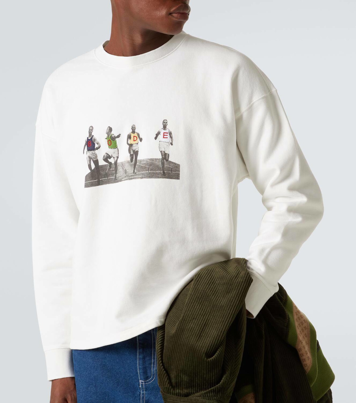 Bode Finish Line patch-appliqué cotton sweatshirt