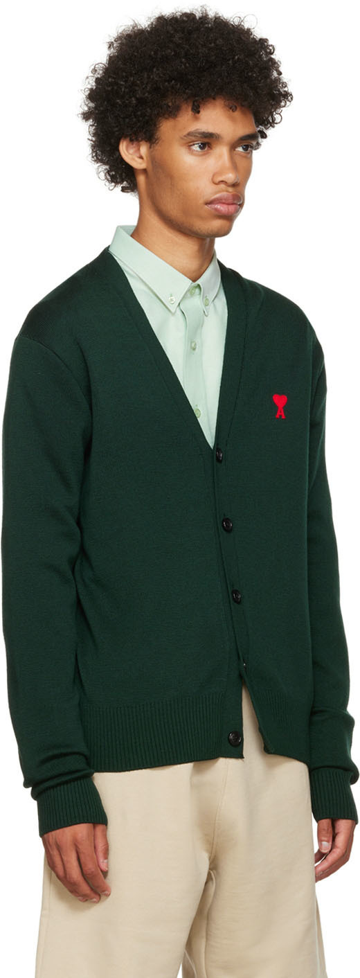 AMI Paris Green Ami de Cœur Cardigan AMI