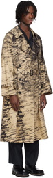 YOKE Beige Photo Printed Finx Trench Coat
