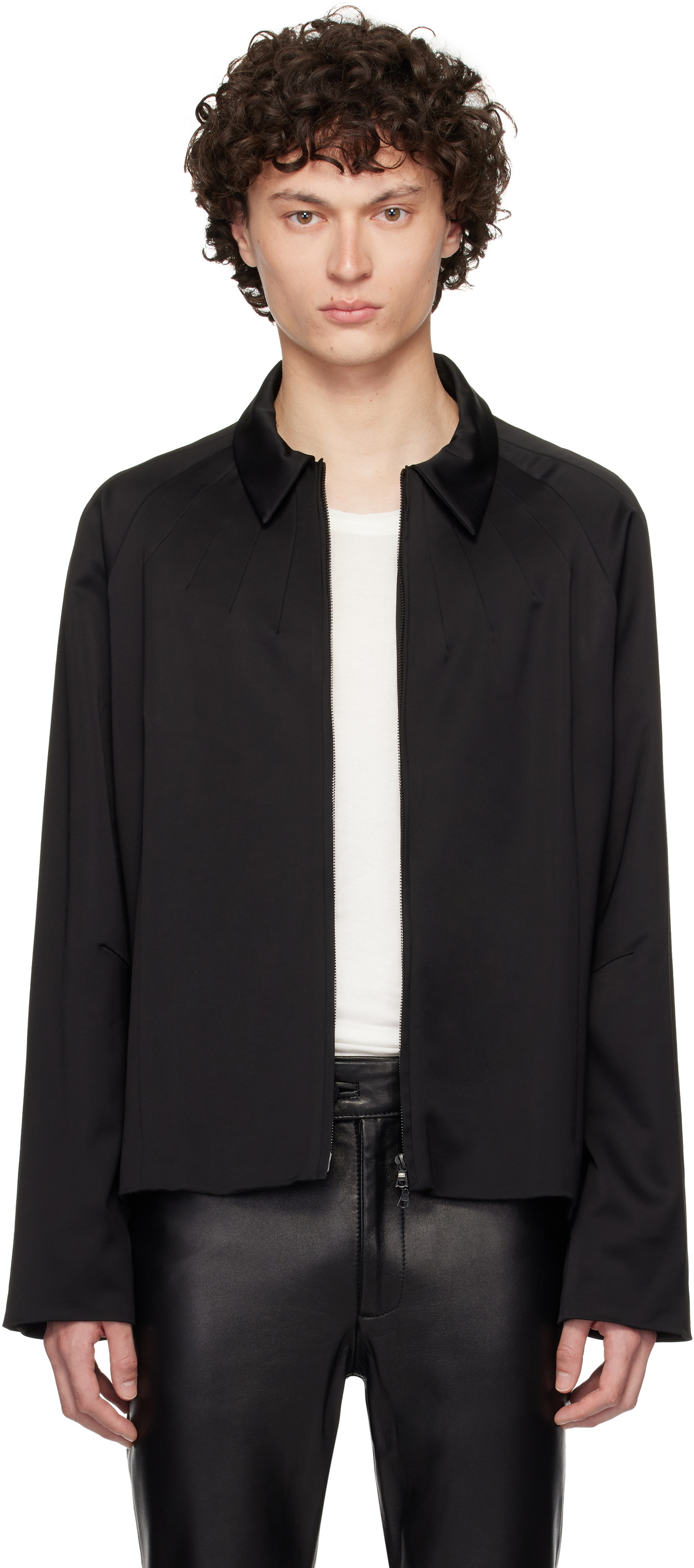 【関税込み】AARON ESH ブラック Satin Trim 長袖Tシャツ AARON ESH Black Satin Trim Long Sleeve T-shirt Aaron Esh