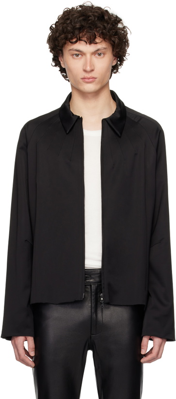 Photo: AARON ESH Black Darted Neck Wool Jacket