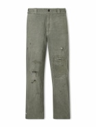 Enfants Riches Déprimés - Soso's Cropped Distressed Cotton and Linen-Blend Trousers - Gray