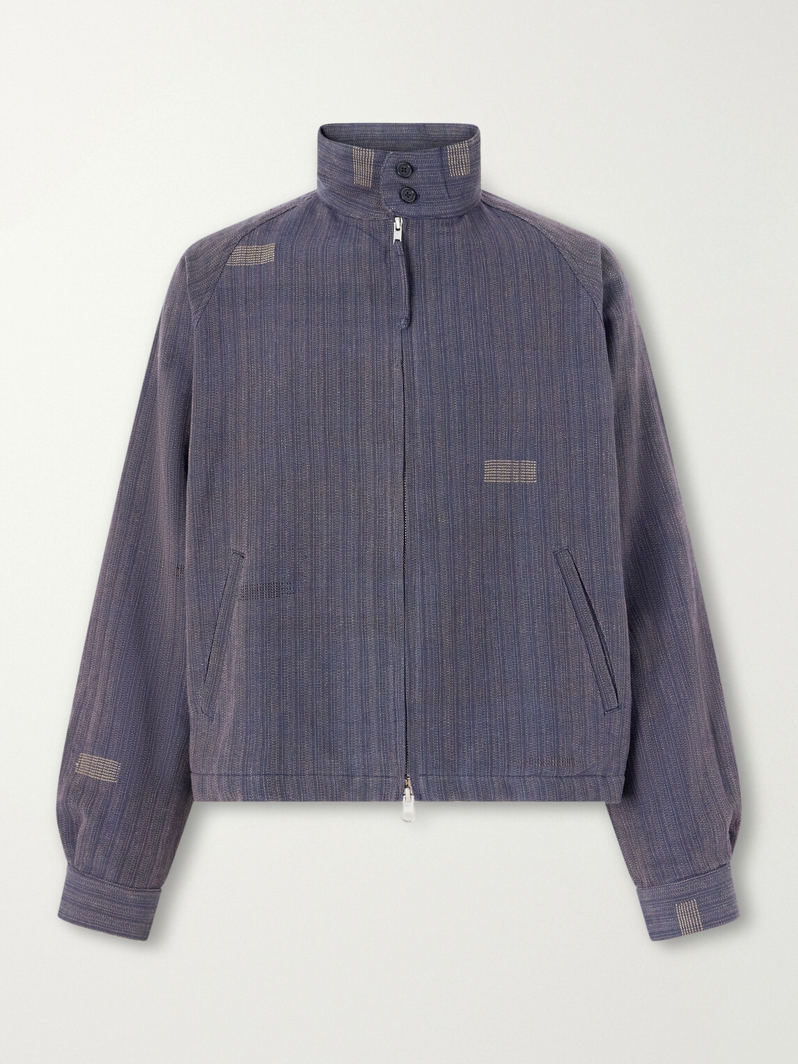 Kardo - Stanley Embroidered Pinstriped Cotton Bomber Jacket - Blue