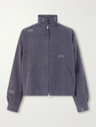 Kardo - Stanley Embroidered Pinstriped Cotton Bomber Jacket - Blue