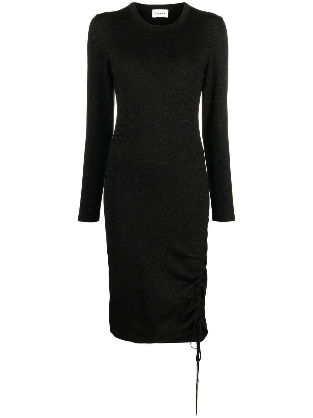 PAROSH - Long Sleeve Draped Short Dress Parosh