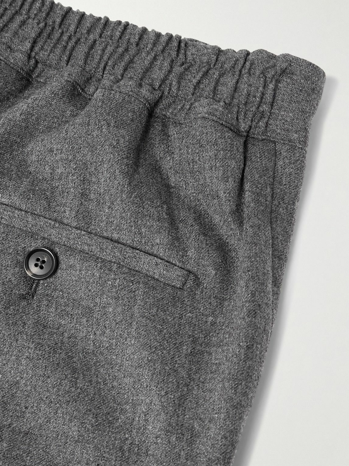 De Petrillo - Tapered Pleated Wool and Cashmere-Blend Flannel Trousers - Gray