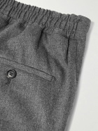 De Petrillo - Tapered Pleated Wool and Cashmere-Blend Flannel Trousers - Gray
