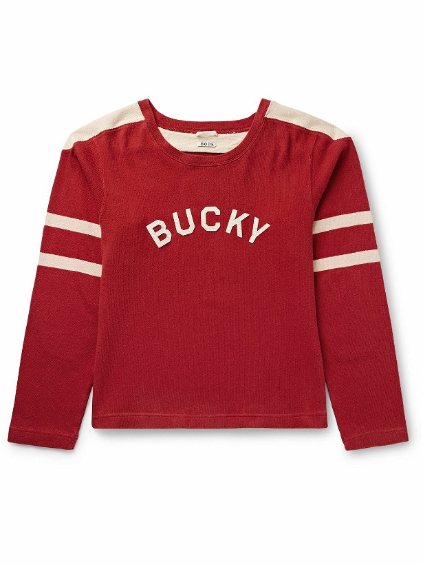 Photo: BODE - Appliquéd Striped Cotton-Jersey Sweatshirt - Red