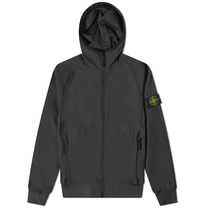 Photo: Stone Island Men's Light Soft Shell-R Hooded Jacket in Black