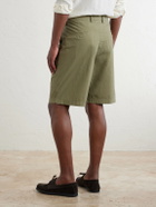 Boglioli - Straight-Leg Pleated Cotton-Blend Poplin Shorts - Green