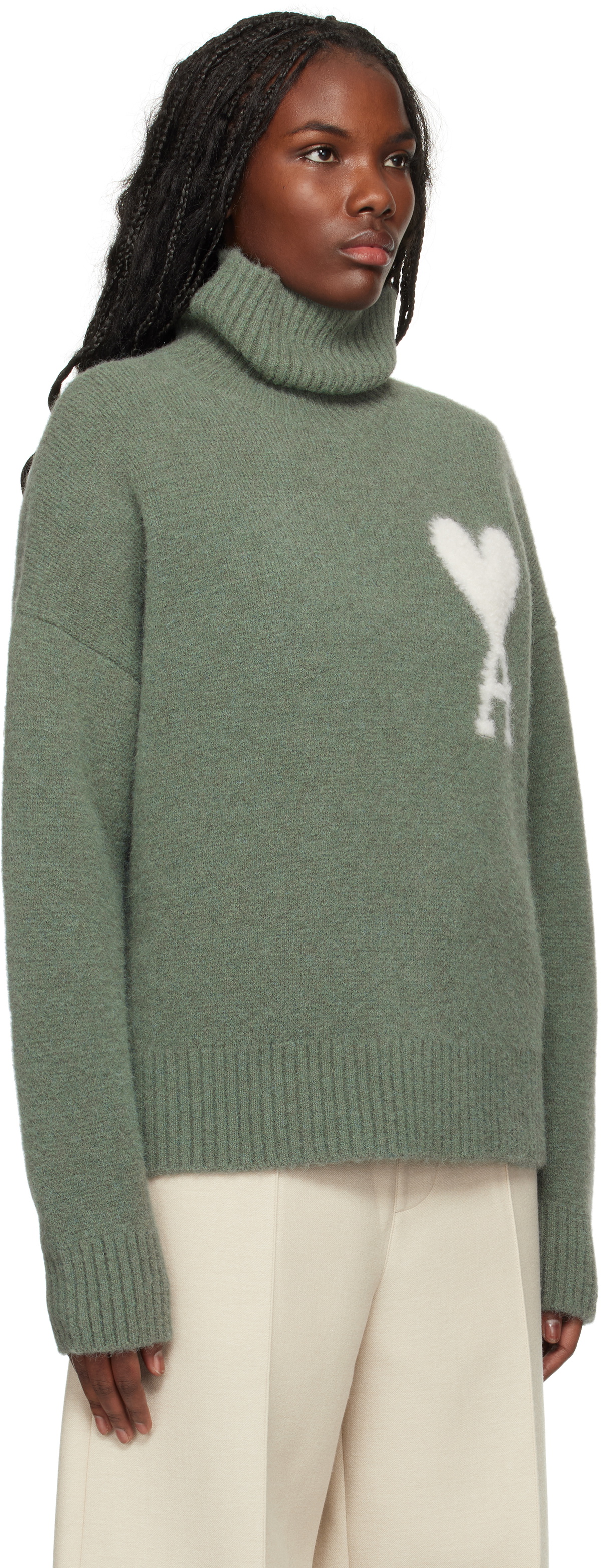 AMI Paris Green Ami de Coeur Turtleneck AMI