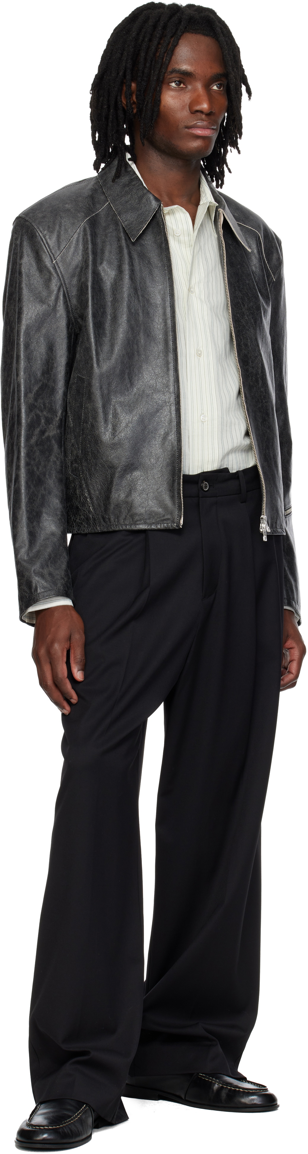 MMIC Gray Vapor Leather Jacket