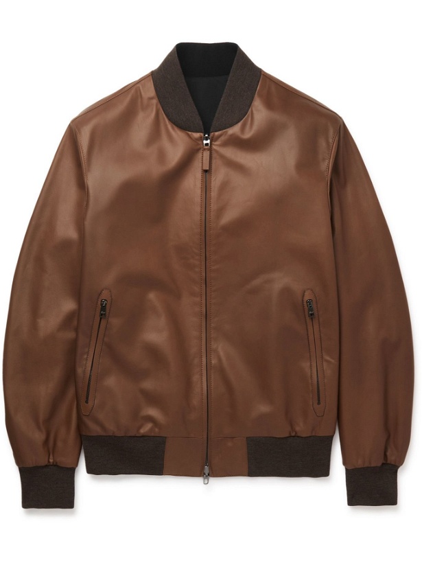 Photo: BRIONI - Reversible Leather and Shell Bomber Jacket - Yellow