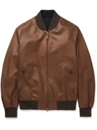 BRIONI - Reversible Leather and Shell Bomber Jacket - Yellow