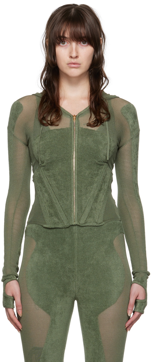 Dion Lee Khaki Paneled Hoodie
