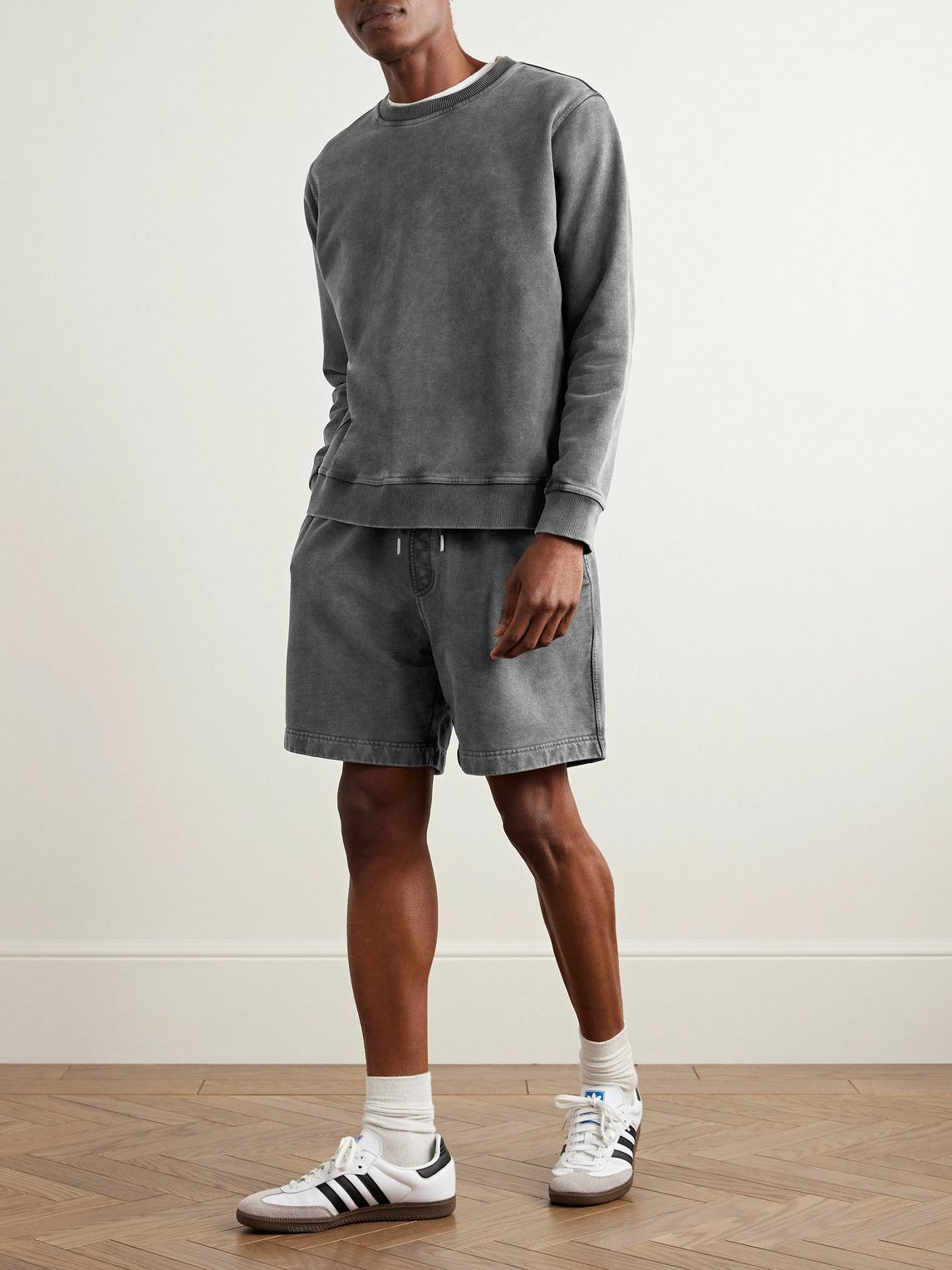 Corridor - Straight-Leg Garment-Dyed Cotton-Jersey Drawstring Shorts - Black