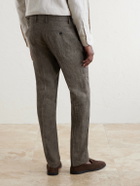 Sunspel - Straight-Leg Pleated Linen Suit Trousers - Brown