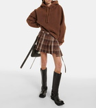 Acne Studios Pleated plaid wool-blend miniskirt