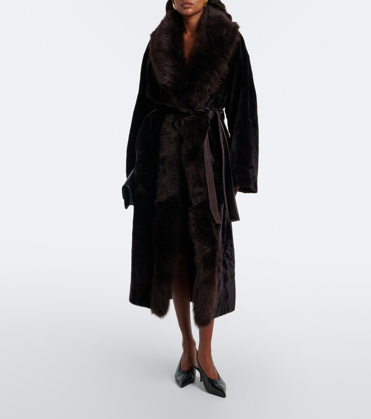 Nour Hammour Isadora shearling wrap coat