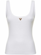 VALENTINO - Cotton Ribbed Jersey Logo Tank Top