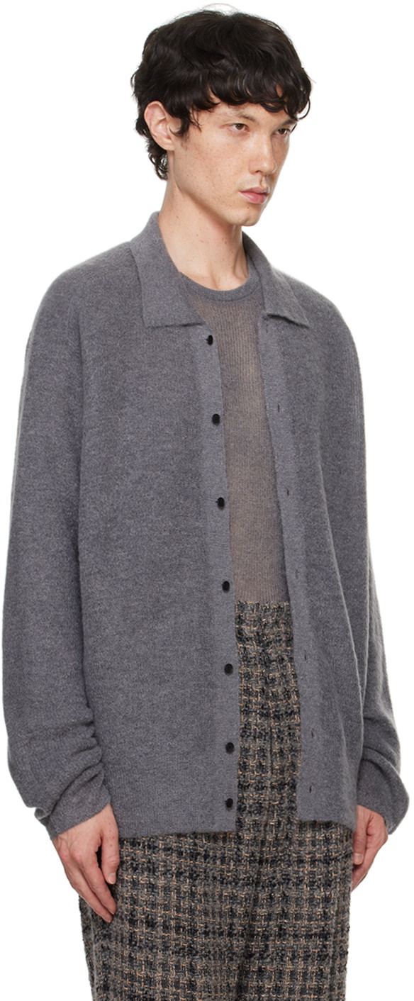 ATON Gray Super Kid Mohair Cardigan ATON