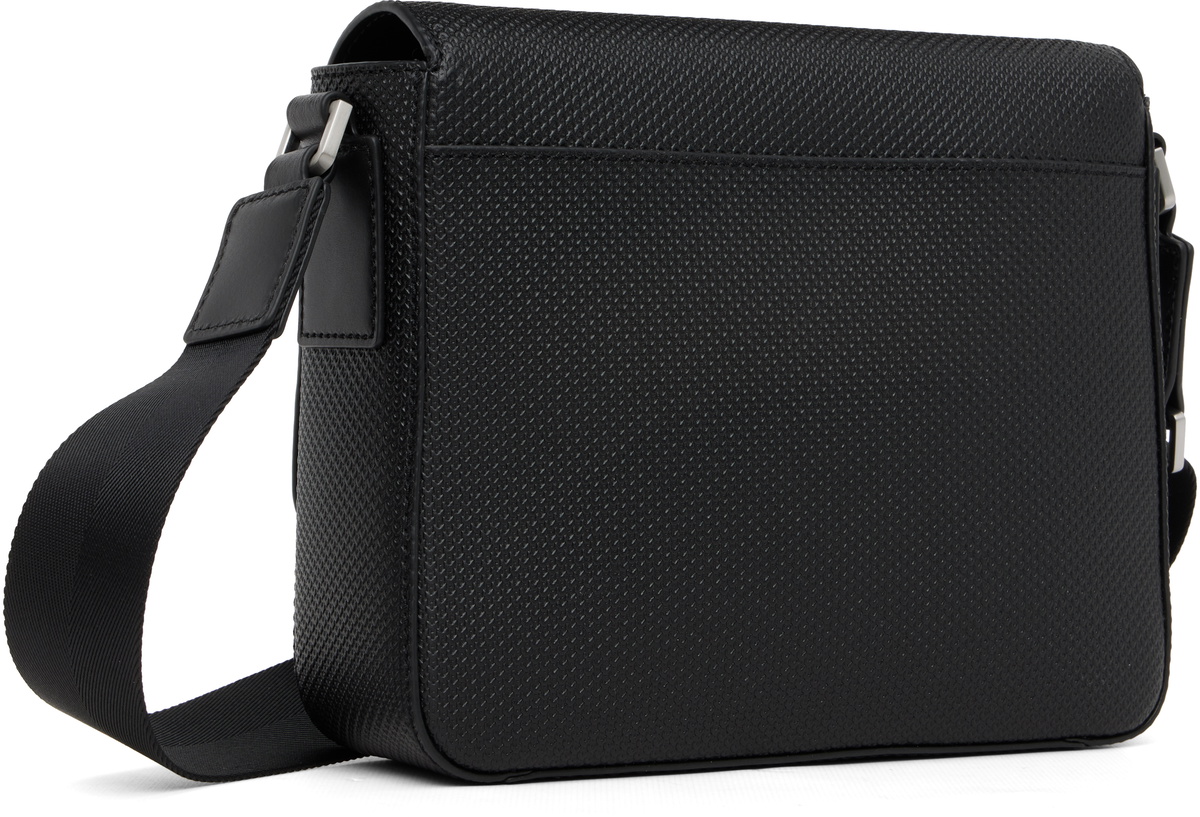 Lacoste Black Chantaco Leather Messenger Bag