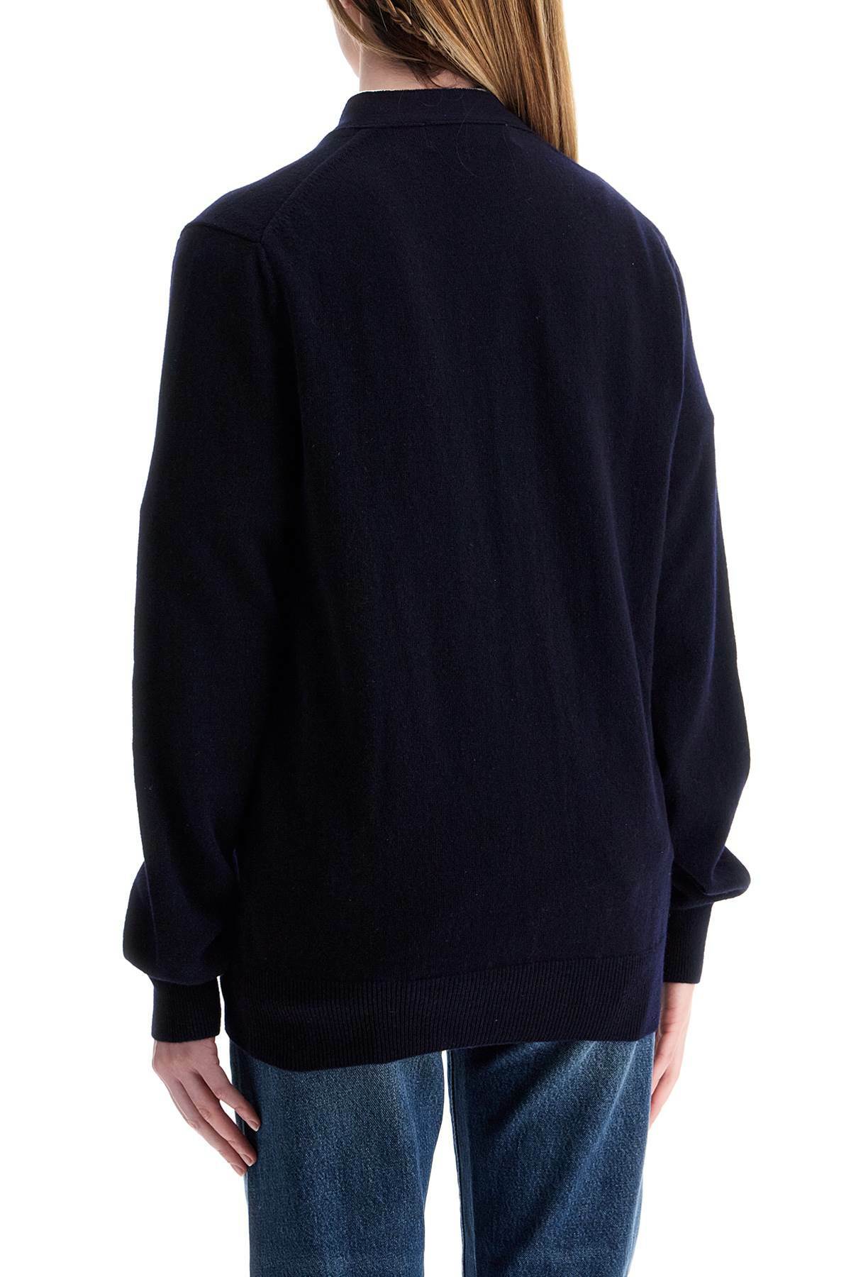COMME DES GARCONS PLAY navy blue wool cardigan with embroidered red heart unisex Blue