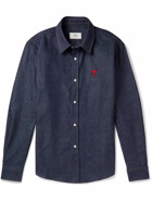 AMI PARIS - Logo-Embroidered Denim Shirt - Blue