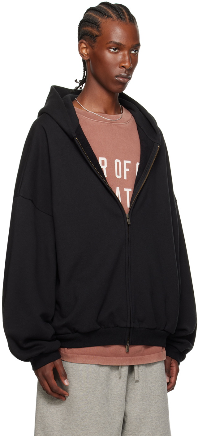 Fear of God ESSENTIALS Black Full Zip Hoodie