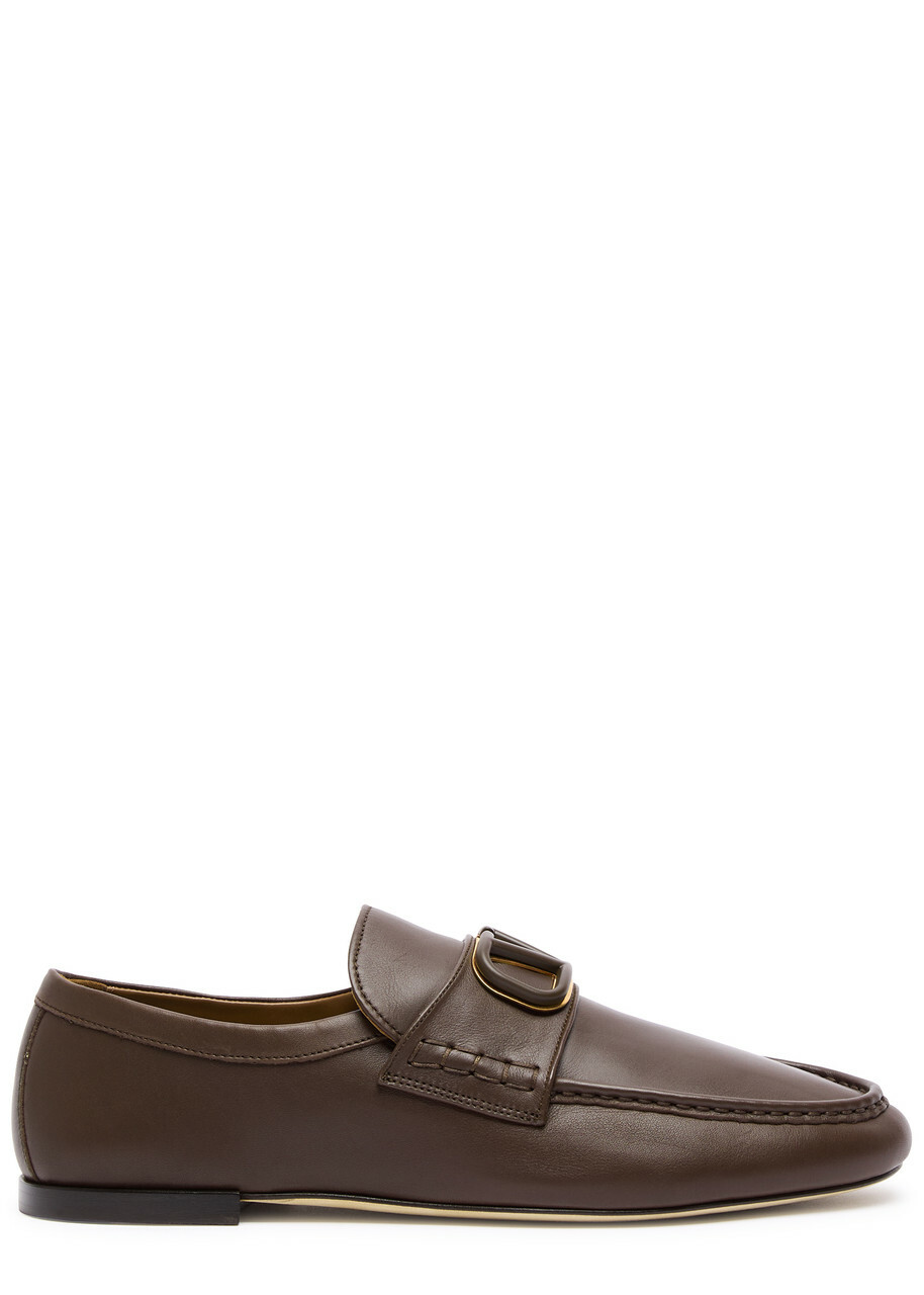 Valentino Vlogo Leather Loafers Brown