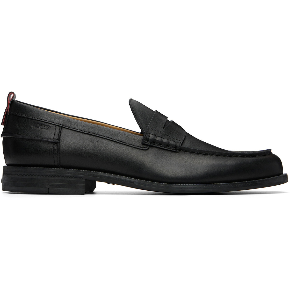 Hugo Black Leather Penny Trim Loafers