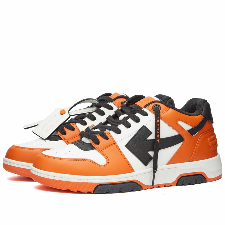 Photo: Off-White Men's Out Of Office Low Leather Sneakers in Orange/Black