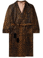 TOM FORD - Tasselled Piped Leopard-Print Silk-Twill Robe - Brown