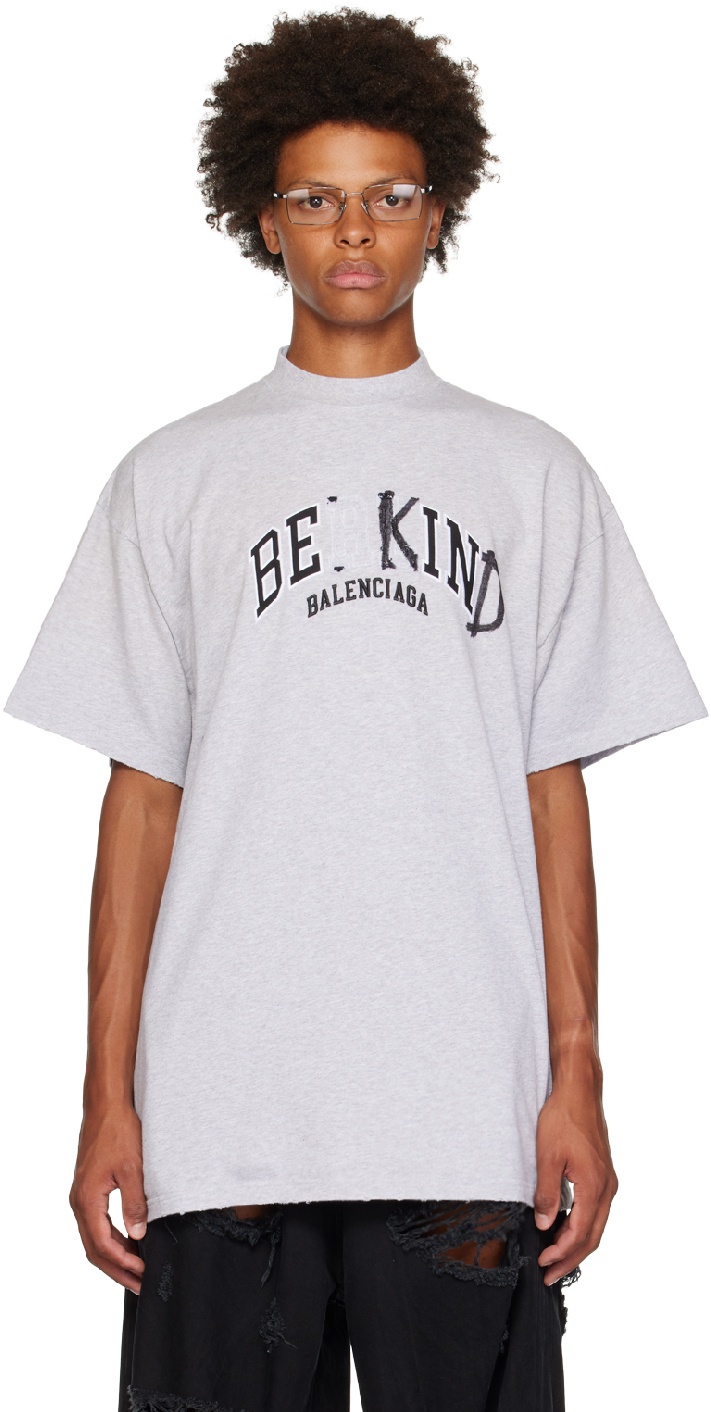 Balenciaga Gray 'Be Kind' T-Shirt Balenciaga