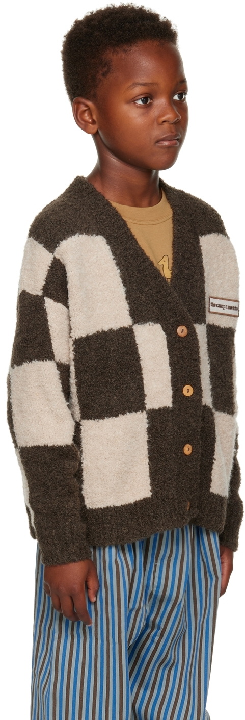 The Campamento Kids Brown & Beige Checked Cardigan The Art of Ping