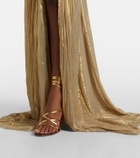Marmar Halim Pleated caped bustier gown