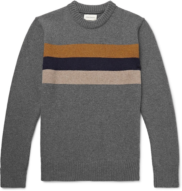 Photo: Oliver Spencer - Blenheim Striped Wool Sweater - Gray